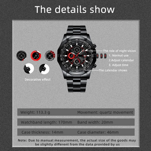 Men Business Casual Quartz Watch Black  Watches Stainless Black Men - 2023  Mens - Aliexpress