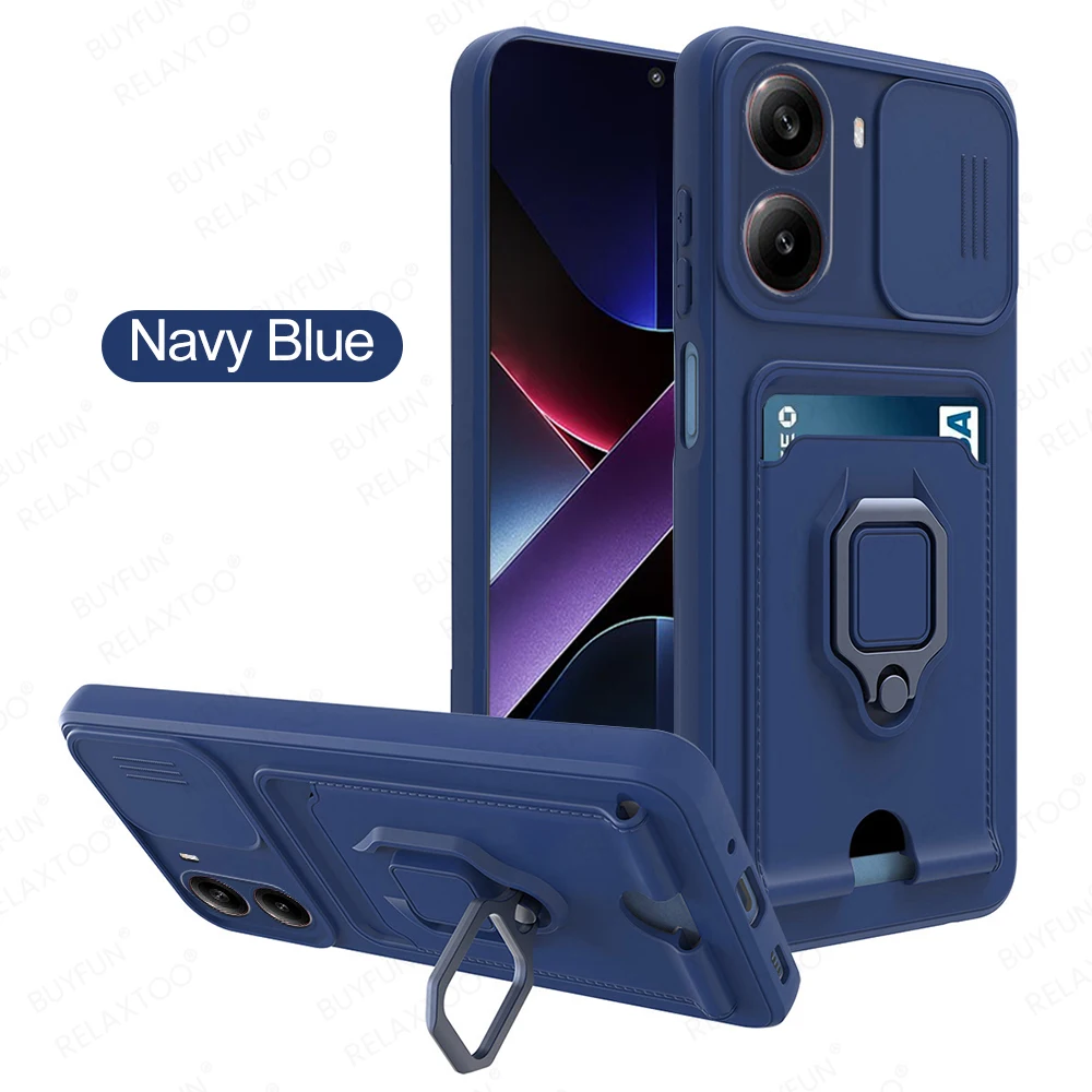 Multifunctional Magnetic Ring Case with Card Slot and Lens Protection Cover