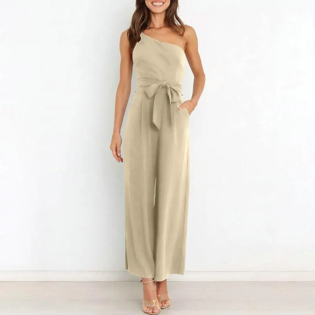 

Sleeveless Jumpsuit Stylish Women's Lace-up Jumpsuit Slim Waist Off-shoulder Wide-leg Pants for Spring Summer Fashion for Girls