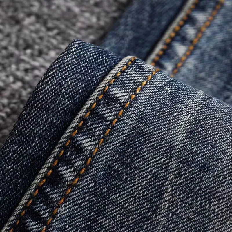 Fashion Streetwear Men Jeans High Quality Retro Washed Blue Elastic Slim Fit Ripped Jeans Men Vintage Designer Denim Pants Homme