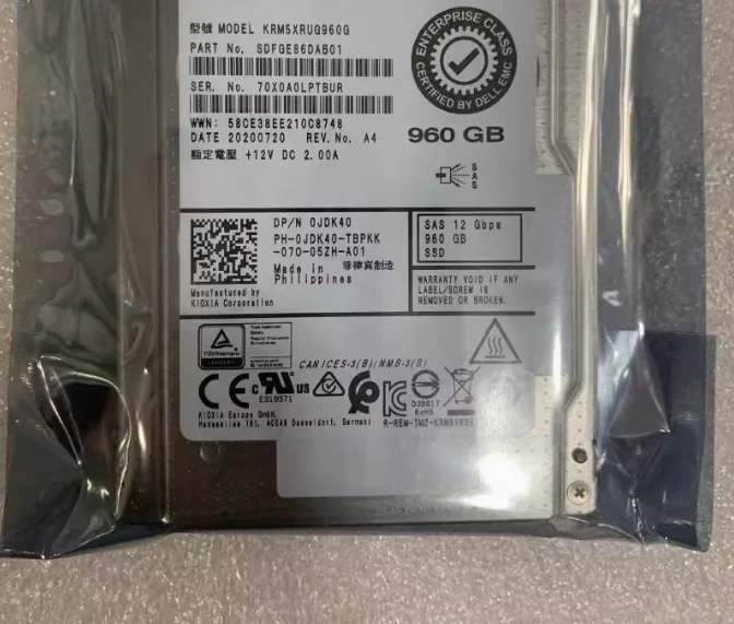For KRM5XRUG960G 0JDK40 960G SAS SSD 12G RI 2 5 inch solid state drive