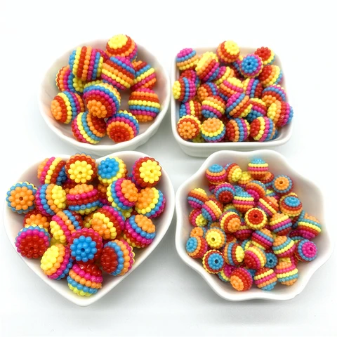 Rainbow Acrylic Beads Round Loose Spacer Beads Bayberry Beads For Jewelry Making