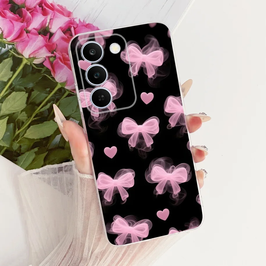 Floral Bow Bumper Soft Silicone Clear Phone Case Cover