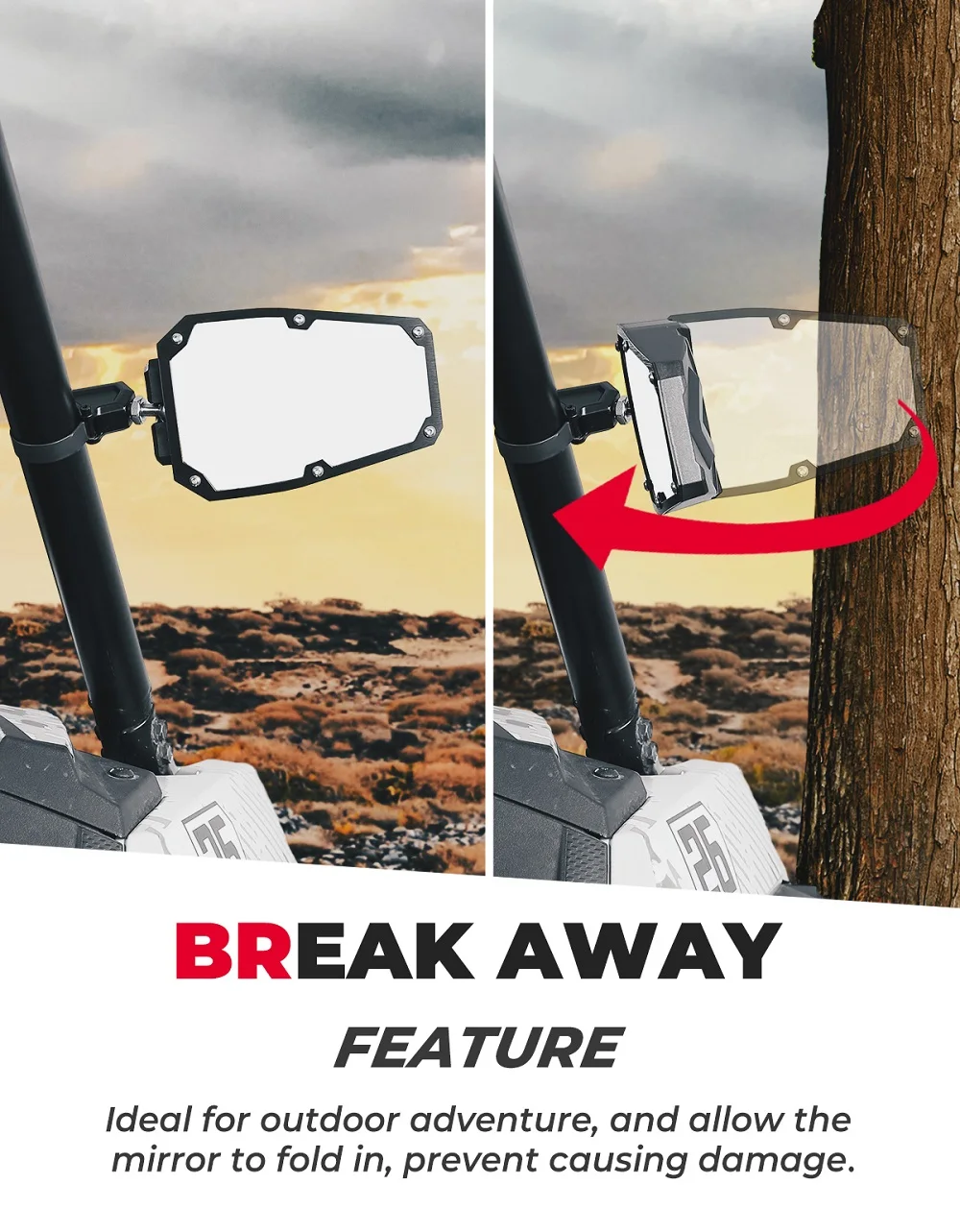 1.5-1.875" UTV Side Rearview Mirrors Compatible Polaris RZR 1000 Can-am Maverick X3 Cfmoto John Deere KEMIMOTO