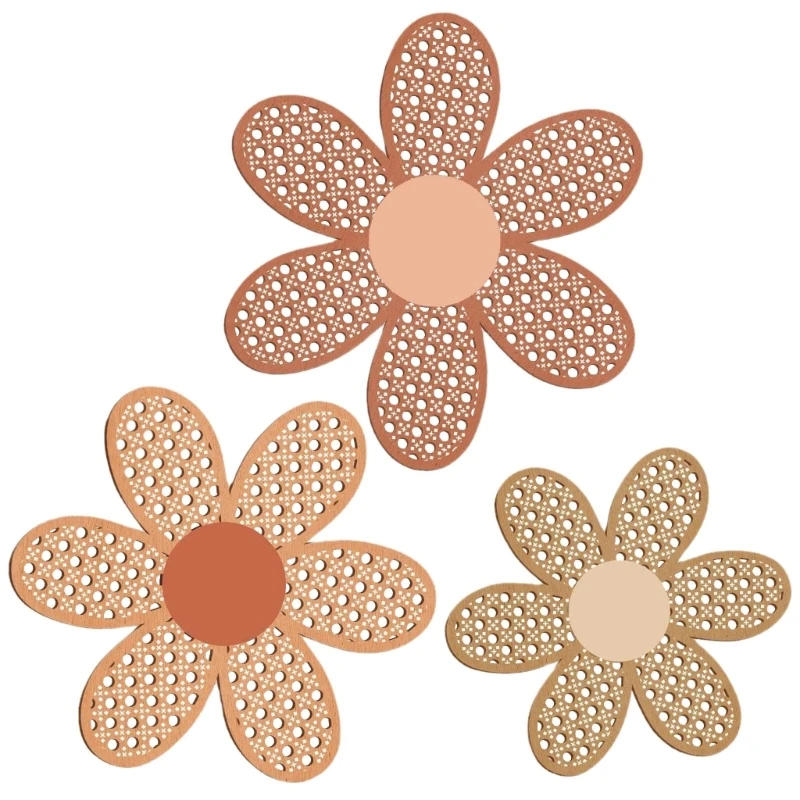 

Y1UB Flower Wall Sign Pack of 3 Bohemian Home Wall Art Hanging Plaques Decors