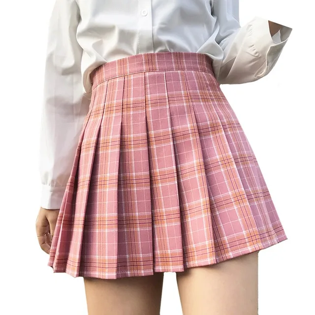 Pleated Skirt Female Student Korean Style Spring Summer Y2k New High Waist Slimming College Style A- Line Pink Plaid Skirt Women 1