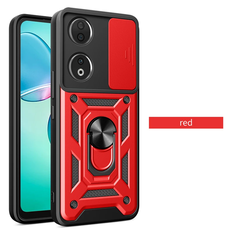 Shockproof Magnetic Ring Armor Case with Camera Lens Protection - Enhanced Durability and Grip