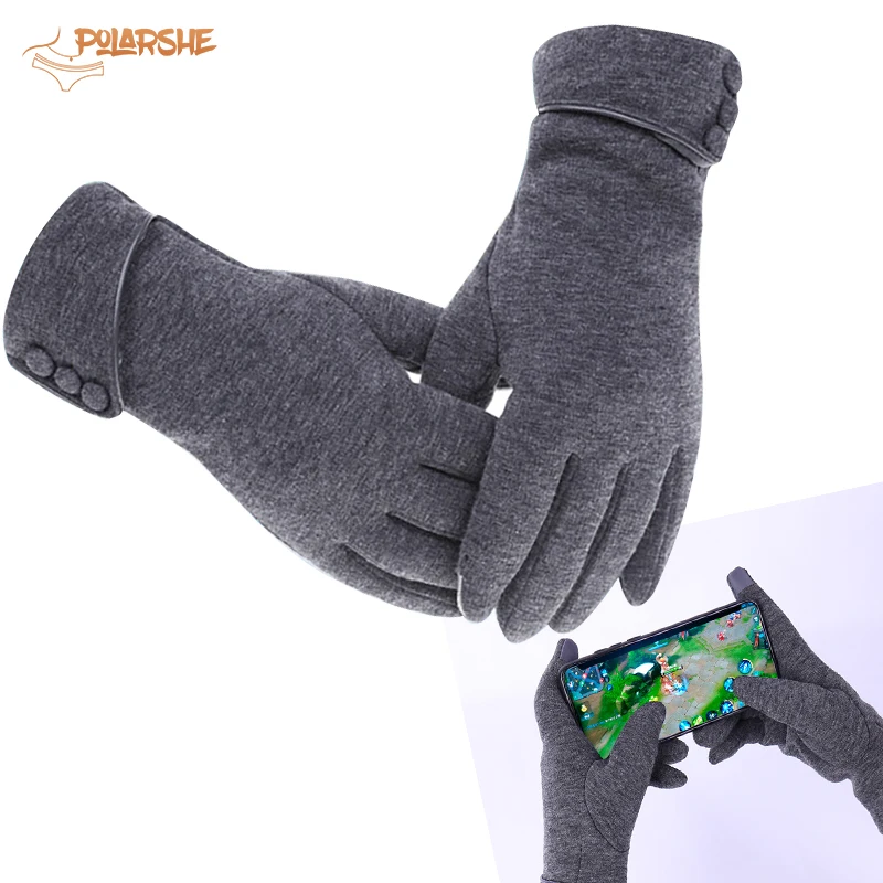 

Winter Touch Screen Gloves Women Men Warm Knitting Finger Gloves Non-Slip Button Gloves Women Luxury Wrist Warmer Solid Mittens