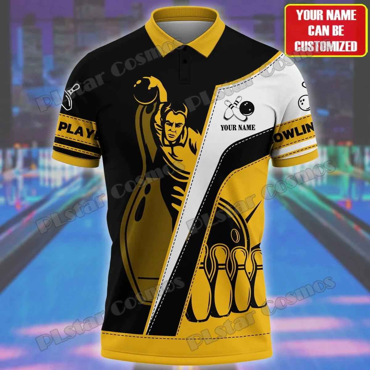 Bowling Team personalisierte Name 3D gedruckt Herren Poloshirt Sommer Straße Kurzarm Shirt Geschenk für Bowling Spieler Uniformen WK34 – Detail 7