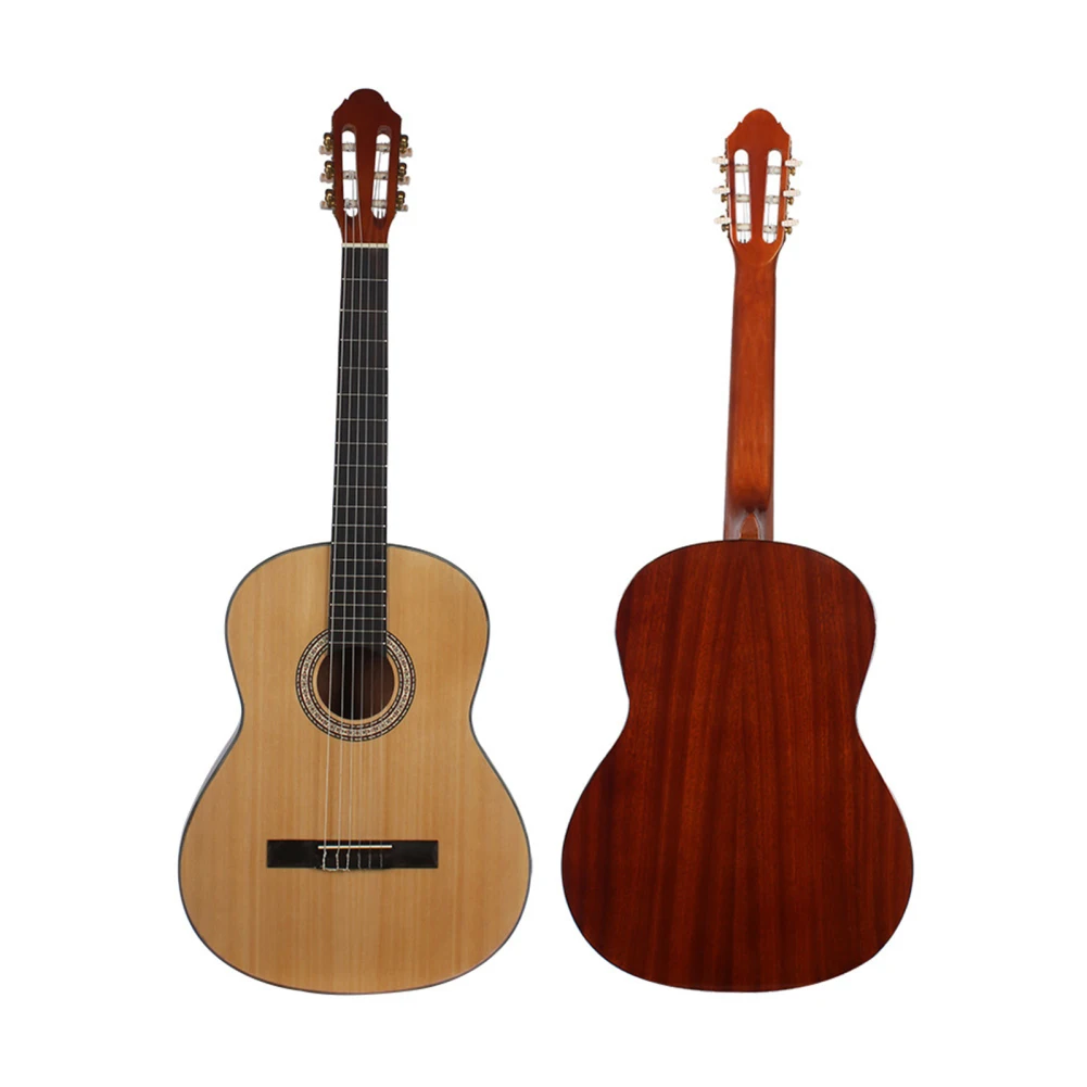 솔리드 레드 시더 기타, 하이 글로스 로즈 우드, 내추럴 컬러, 클래식 기타 18 프렛, 여아 남아용, 39 인치, 6 스트링 