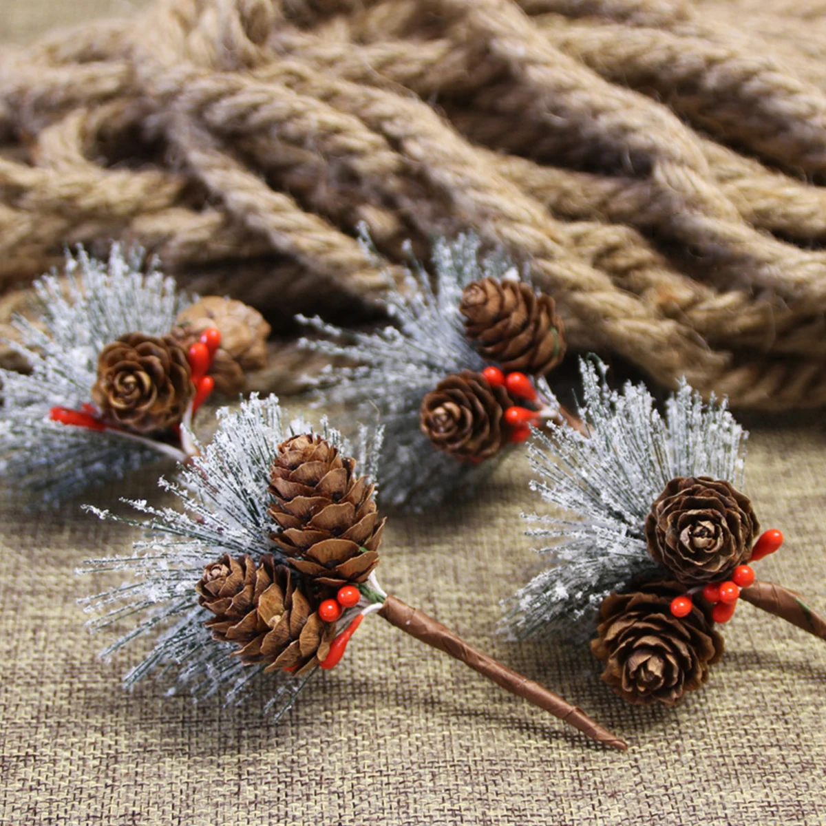 24 Pieces Christmas Pine Cone Ornaments-3 to 4cm,Natural PineCones with  String Pendant Crafts for Gift Tag Christmas Tree Party Hanging Decoration