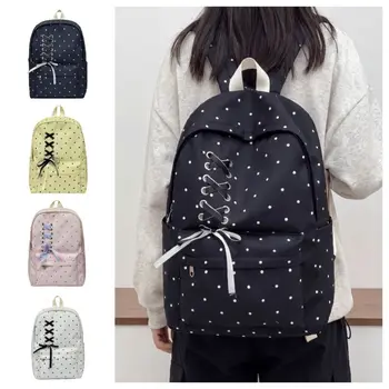 Zaino portatile Bow Dot Daypack, borsa da scuola resistente per studenti, zaino in nylon antigraffio di grande capacità, ideale come regalo