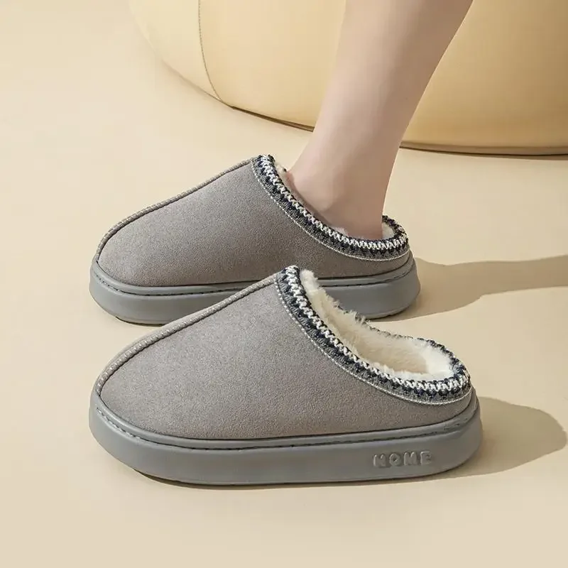 Platform Fluffy Slippers Women House Flats Fashion Plush Winter Designer Shoes Ladies Home Elegant Casual Footwear Large Size 6
