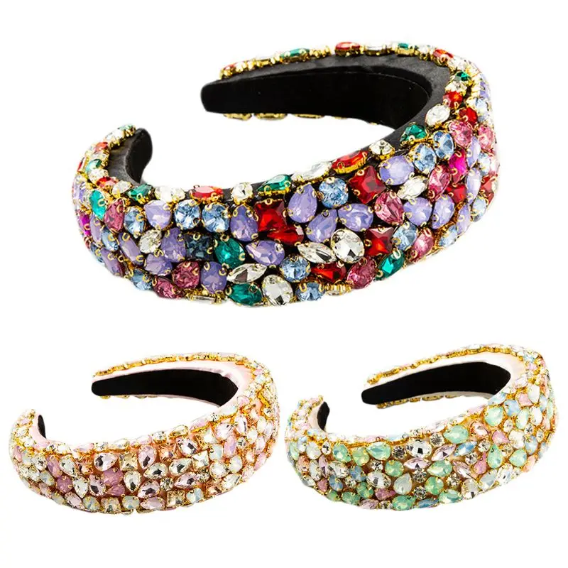 

Женская ювелирная цепочка в стиле барокко, бандана, толстая губка, красочная стеклянная дрель, обруч для волос