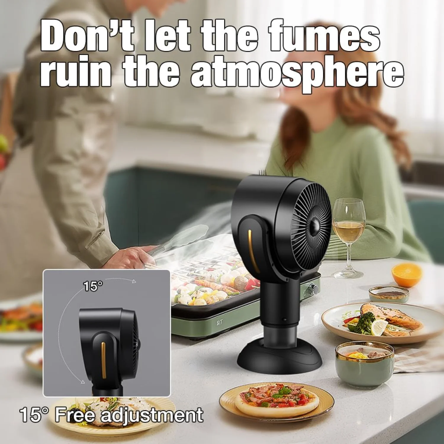 شفاط محمول مع مروحة شفط بسرعتين، فلتر قابل للإزالة...