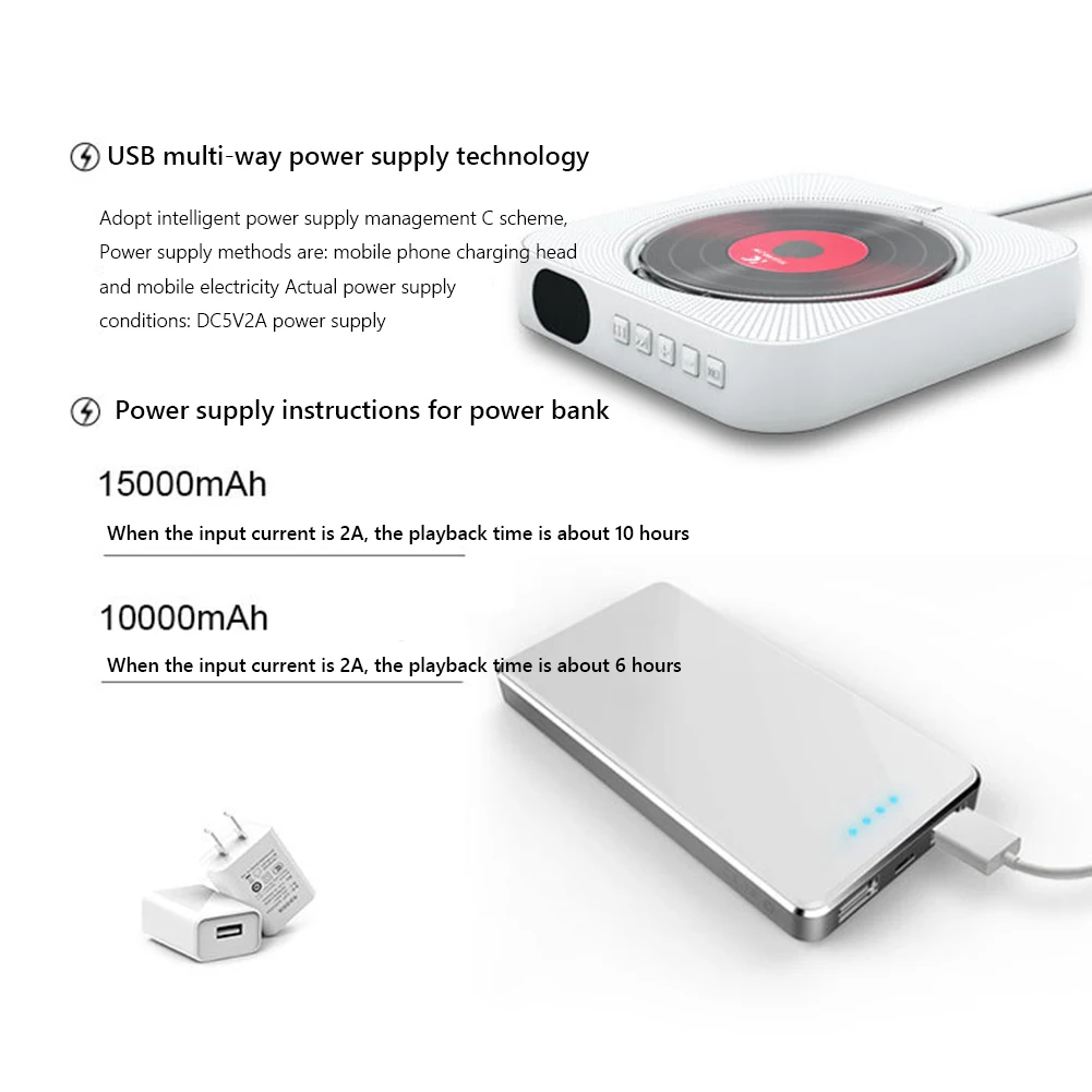 Portable CD Music Player Wall Mounted Bluetooth-compatible 5.1 Stereo Speaker Music Player Stereo Speaker CD PlayerB