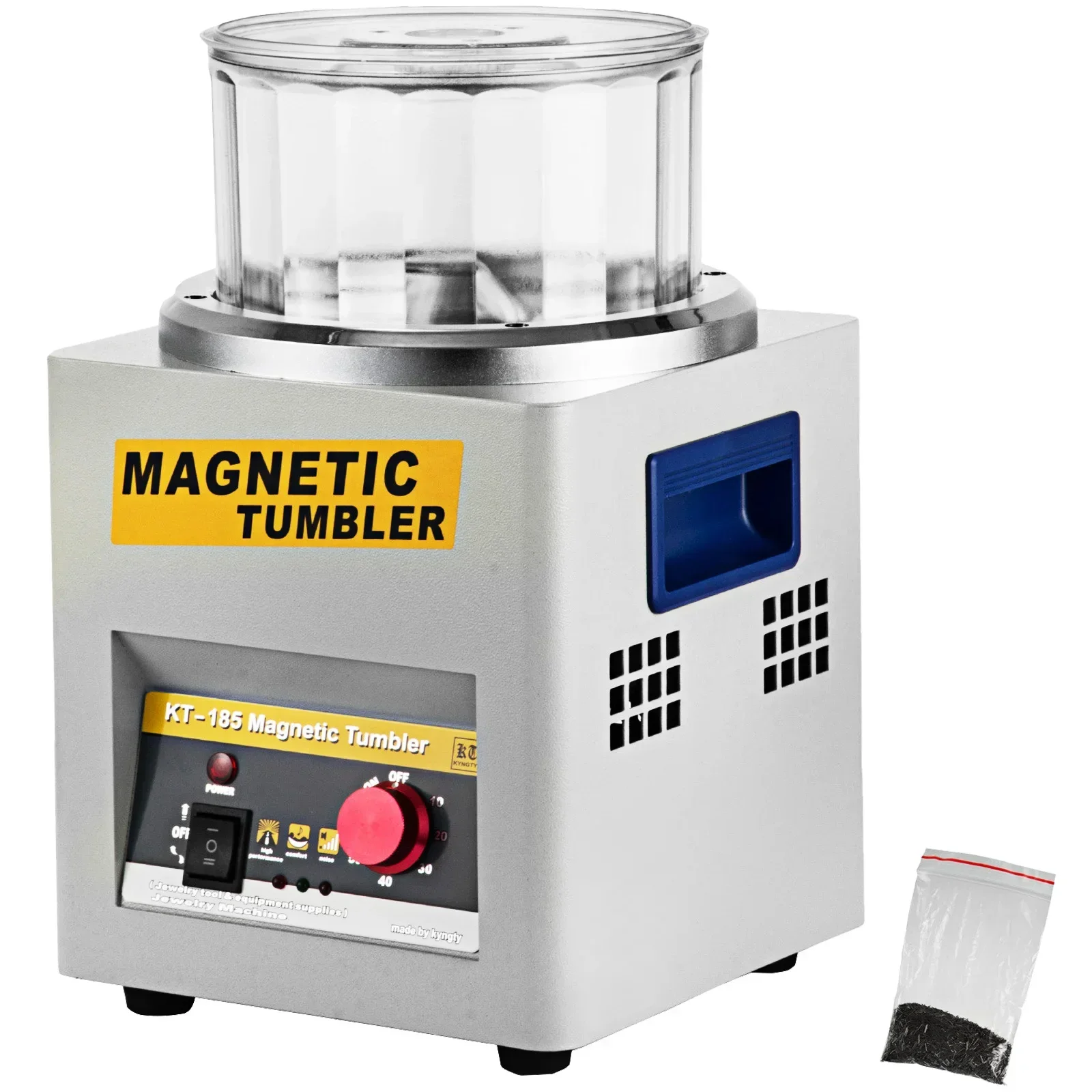 VEVOR KT-185 Magnetic Tumbler Jewelry Polisher Mini Metal Finisher Finishing Machine AC 110V/220V Gold Precision Parts Polisher