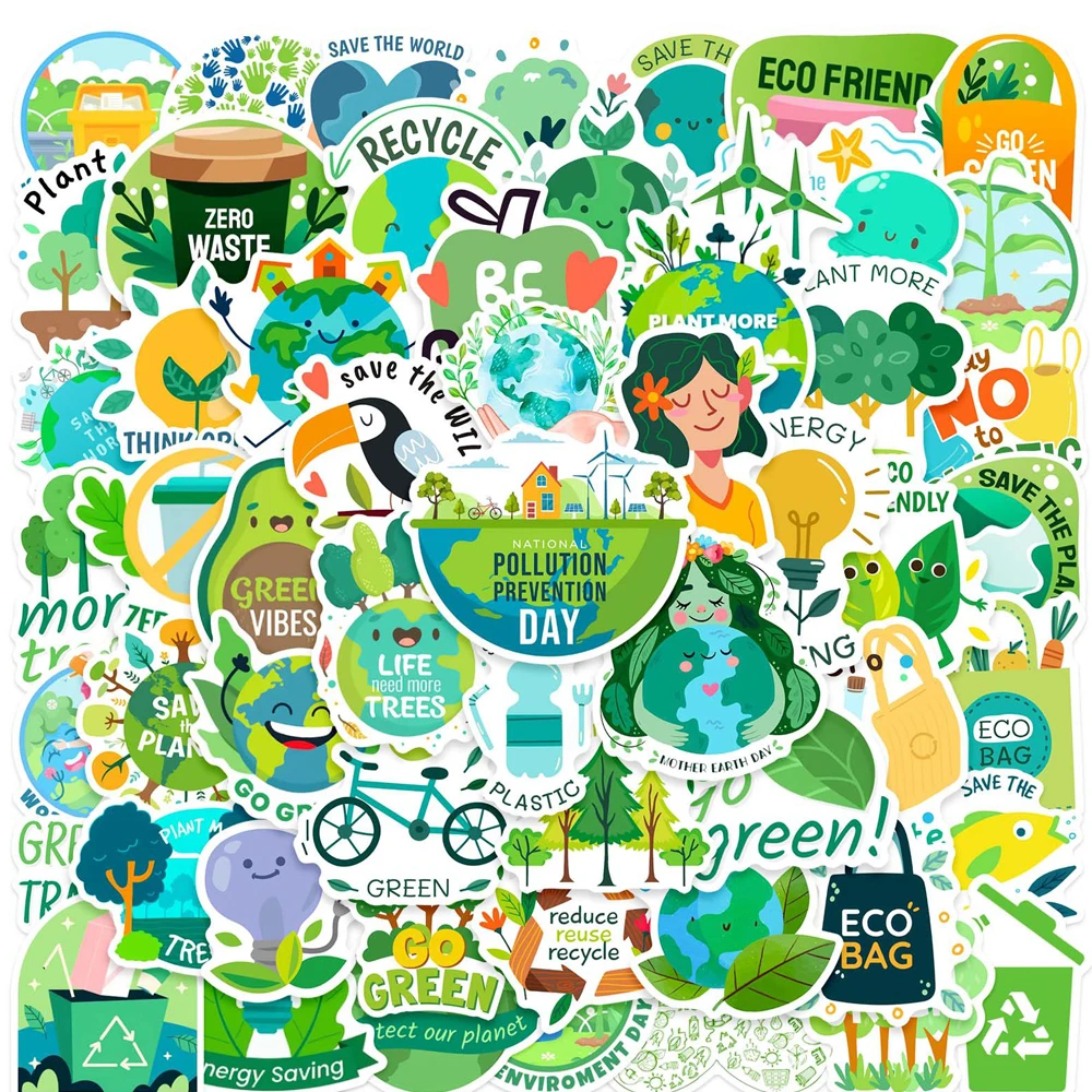 10/30/50PCS Green Earth Day Graffiti Sticker Spegatinas Natural Green Luggage Guitar Laptop Graffiti Waterproof Sticker grant green racing green guitar solos 1959 62 2 cd