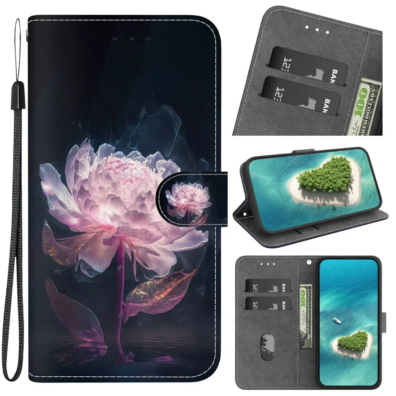 Stylish Stand Flip Wallet Case with Painted Pattern