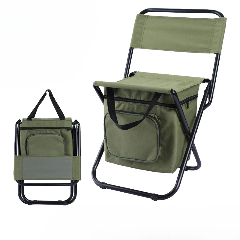 Heavy-Duty Foldable Camping Chair with 50L Cooler Compartment, Thermal Ice Fishing Seat, Durable Outdoor Stool with Carrying Bag
