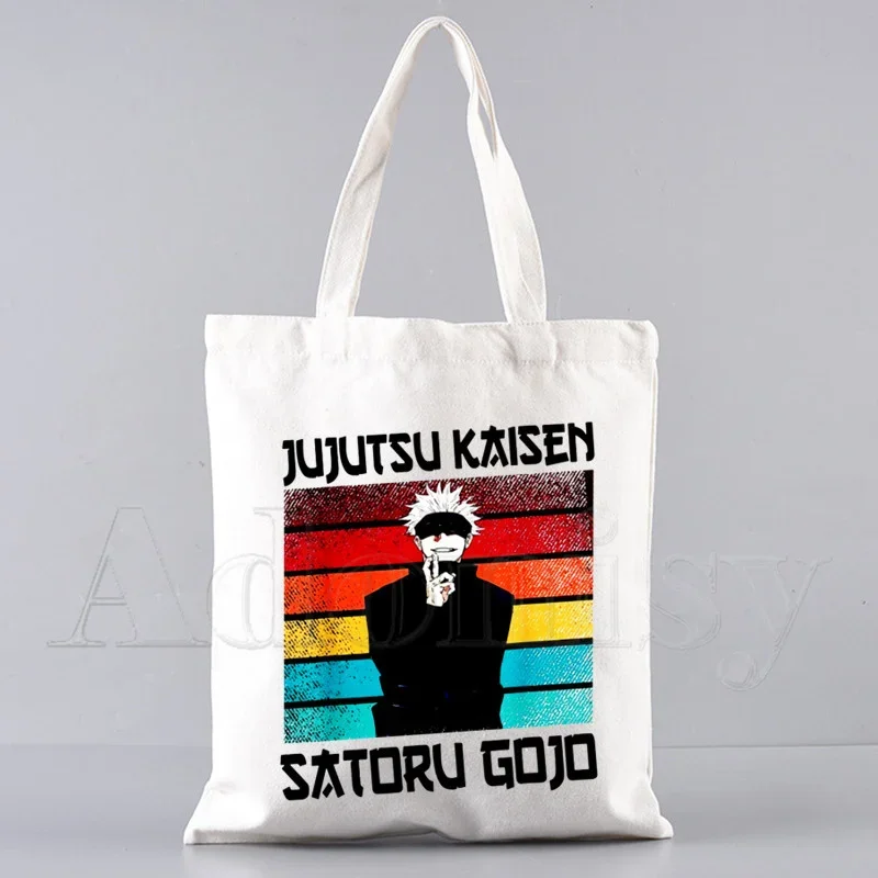 

Женская Холщовая Сумка для покупок juютсу Kaisen с буквенным принтом, Женская тканевая сумка на плечо, Женская эко-сумка Tote, многоразовые сумки для покупок для продуктов