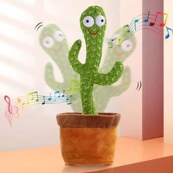 Dancing Cactus Repeat Talking Toy Electronic Plush Toys Can Sing Record Lighten USB Early Education Funny Gift Interactive Bled 2