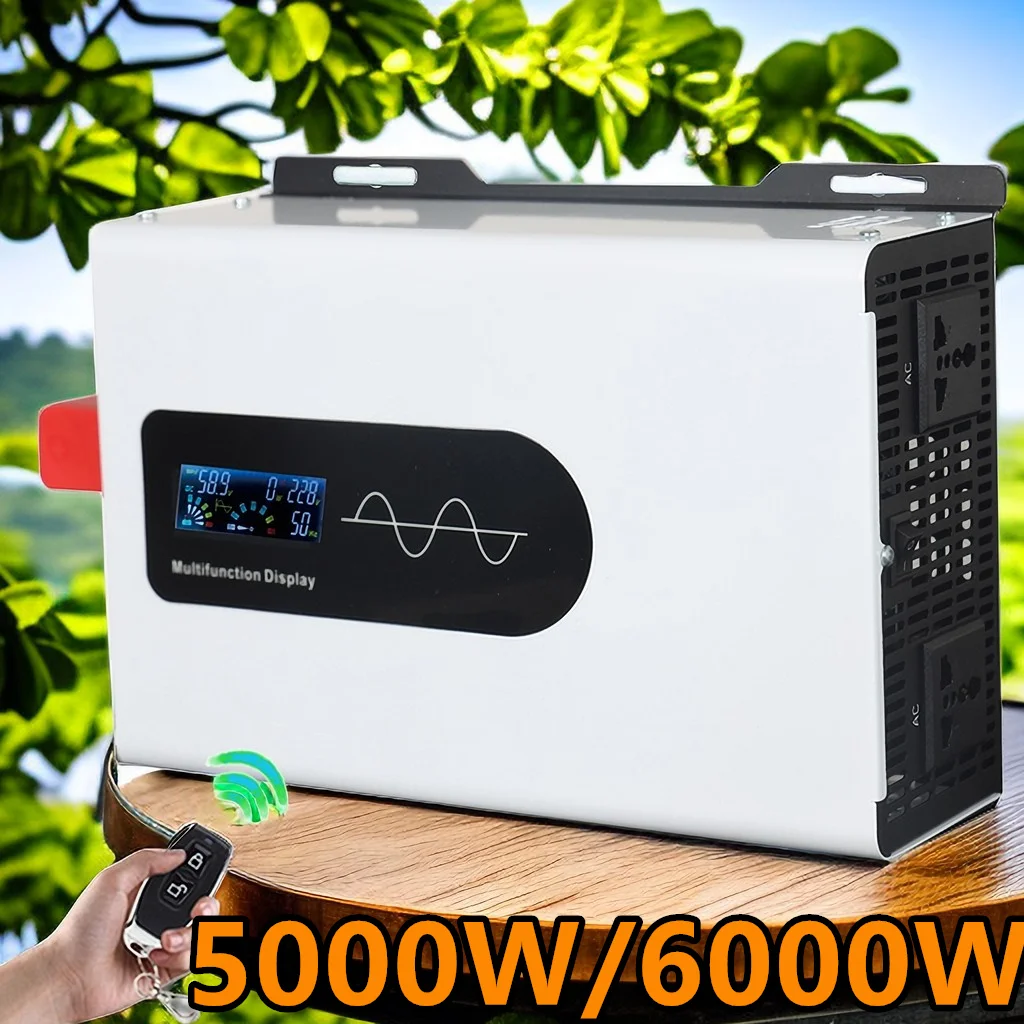 5000W 6000W Inverter A Onda Sinusoidale Pura Dc 12V 24V 48V A Ac 110V 120V 220V Caricatore Portatile Solare Off Grid Power Inverter Per Auto