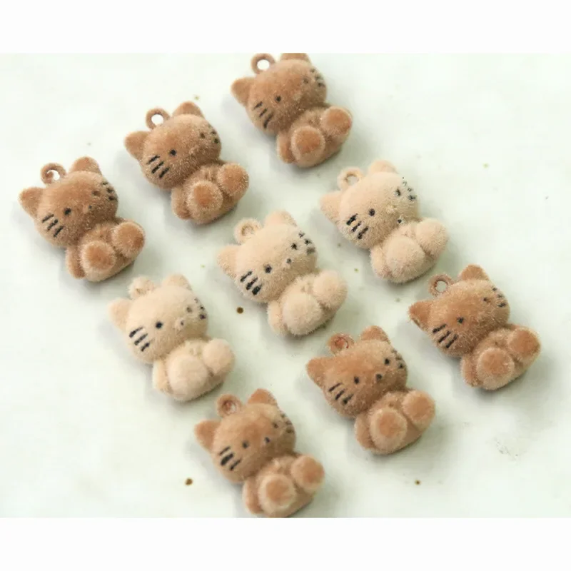 Plush Cat Pendant Charms for Jewelry Making 2pcs