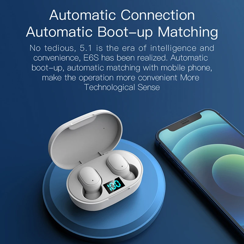 TWS E6S Bluetooth Earphones Wireless Bluetooth Headset Noise Cancelling Headsets With Microphone Headphones For Iconic Brand Redmi