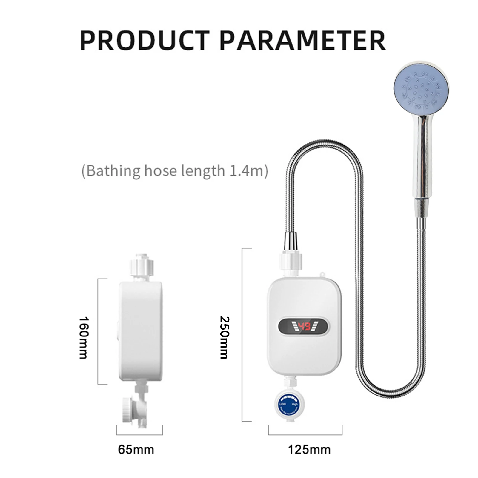 Small Instant Electric Water Heater LCD Temperature Display IPX4 Quick Heating Shower Water Heating Device Set 5