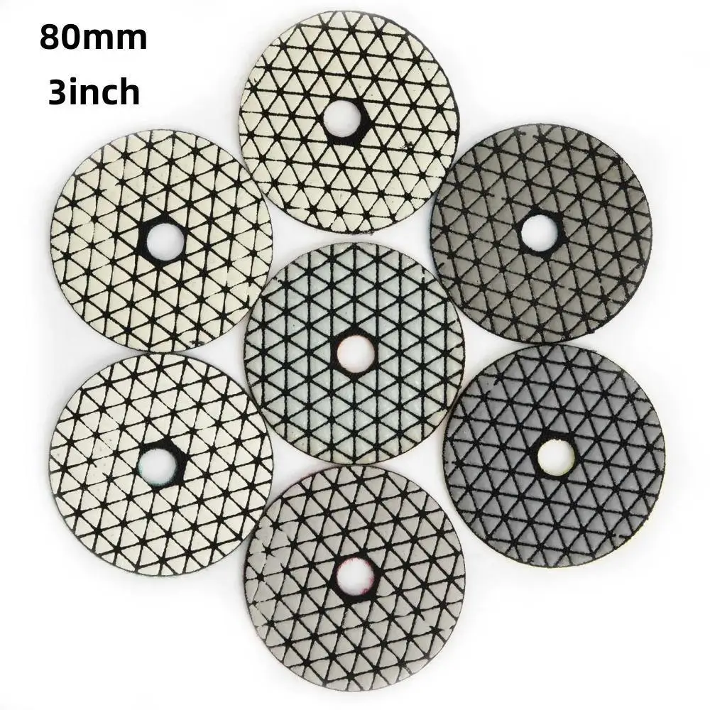

7pcs 3inch Diamond Polishing Pad Dry Use Sharp Flexible Sanding Disc Resin Bond For Granite Marble Stone Grinding Abrasive Discs