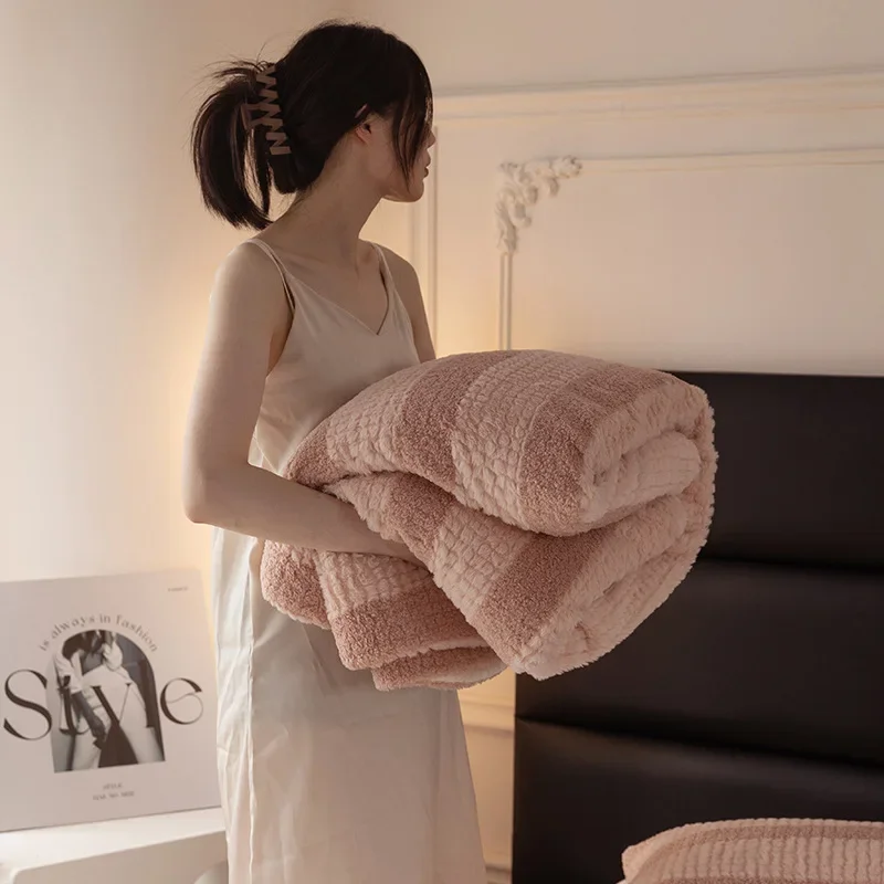 autumn-and-winter-new-teddy-rabbit-plush-light-luxury-striped-blanket-cover-blanket