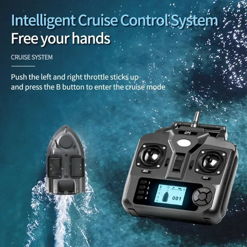 Intelligent Remote Control Bait Fishing Boat with GPS three silos 1.5kg load capacity