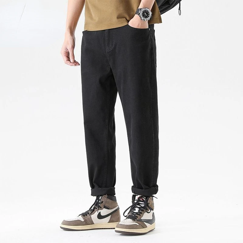 

New Arrival Solid Color Jeans Men's Straight Pant American High Street Washed Pant Baggy Korean Oversize Male Denim Trousers G89