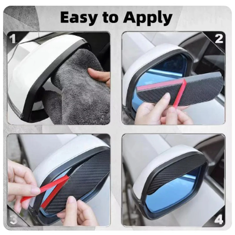 2pcs Car Rearview Mirror Rain Shield Rain Eyebrow Rain Cover Universal Carbon Fiber Rear View Side Mirror Rain Eyebrow Shield