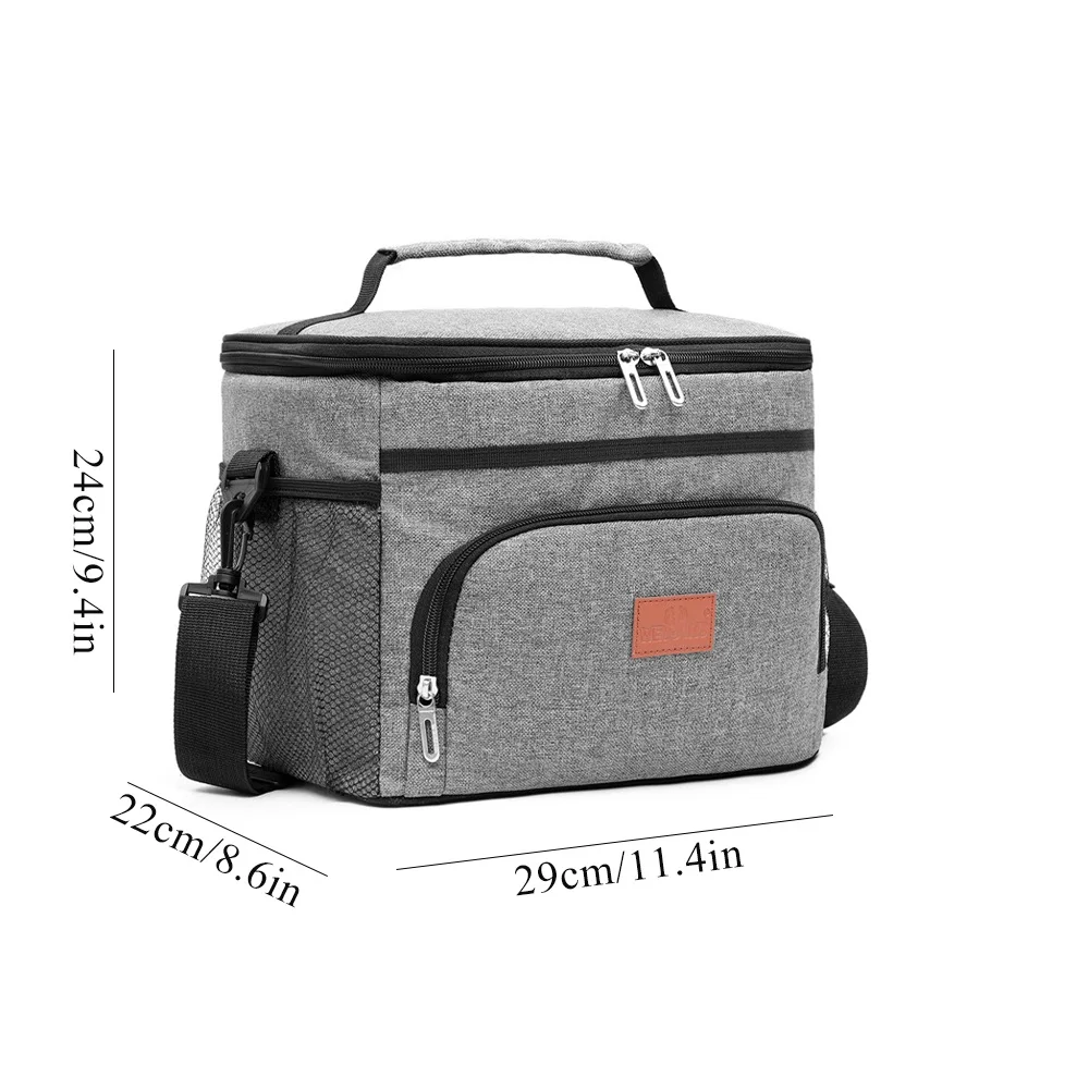 Insulated Thermal Lunch Bag with Adjustable Shoulder Strap - Large 15L Cooler for Work, Picnic, Beach, and Hiking