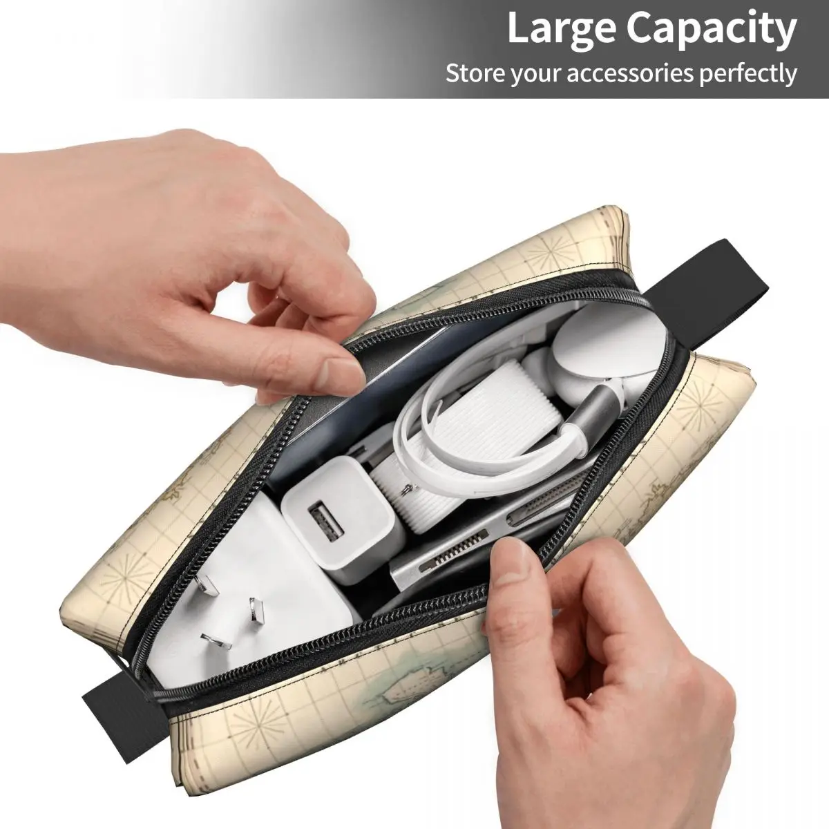 Vintage Map Of The World 1823 Makeup Bag Pouch Cosmetic Bag for Men Women Toiletry Bags Dopp Kit 4
