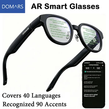 Occhiali Smart Domars con Display AR, Teleprompter Invisibile e Traduzione AI in Tempo Reale in 40 Lingue con Prescrizione per Miopia