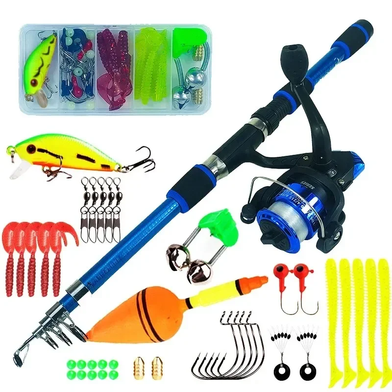 Spinning Fishing Rod and Reel Combo 1.8M Telescopic Rod with 5.2:1 3BB Reel Max Drag 5kg Full Fishing Kit Set,fishing pole set,fishing rod and reel combo,fishing rod