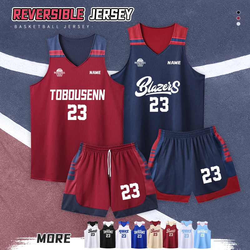 Basketball Uniform Sets Reversible Quick Dry Breathable Shirts Jerseys Adults Men Children