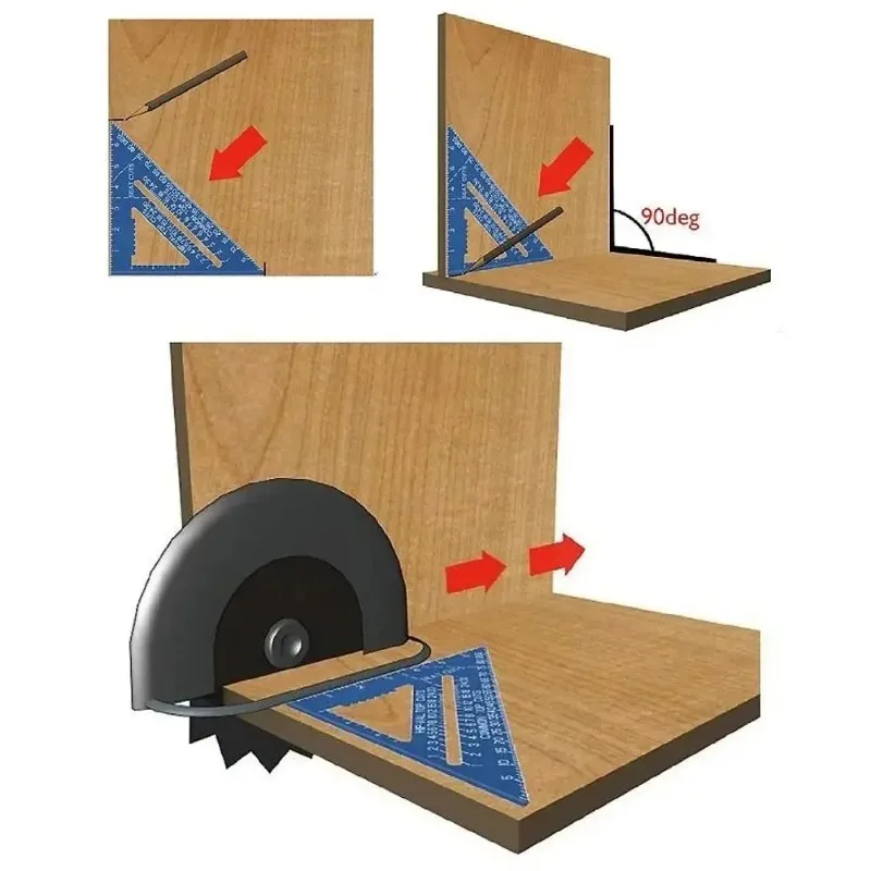 1개 각도 측정기: 7인치 알루미늄 스피드 스퀘어, 목공용 정밀 삼각자, 레이아웃 및 마킹 도구, 다용도