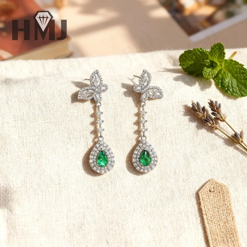 925 Sterling Silber Ohrringe mit Laborgezüchteten Edelsteinen 1ct Birnenförmiger Schliff Grün/Rot/Blau Luxuriöses Muttertagsschmuckgeschenk für Sie Jubiläum – Detail 5