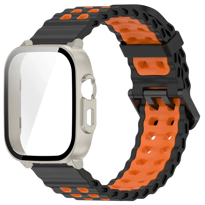 Silicone Band and Protective Case for Smartwatch - Premium Wristband Accessory Set with Screen Protector and Strap