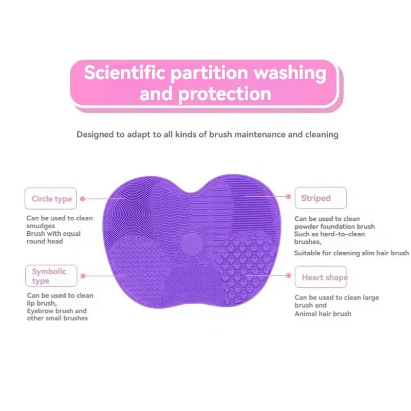 Makeup Brush Cleaner Silicone Apple Scrub Pad With Suction Cup