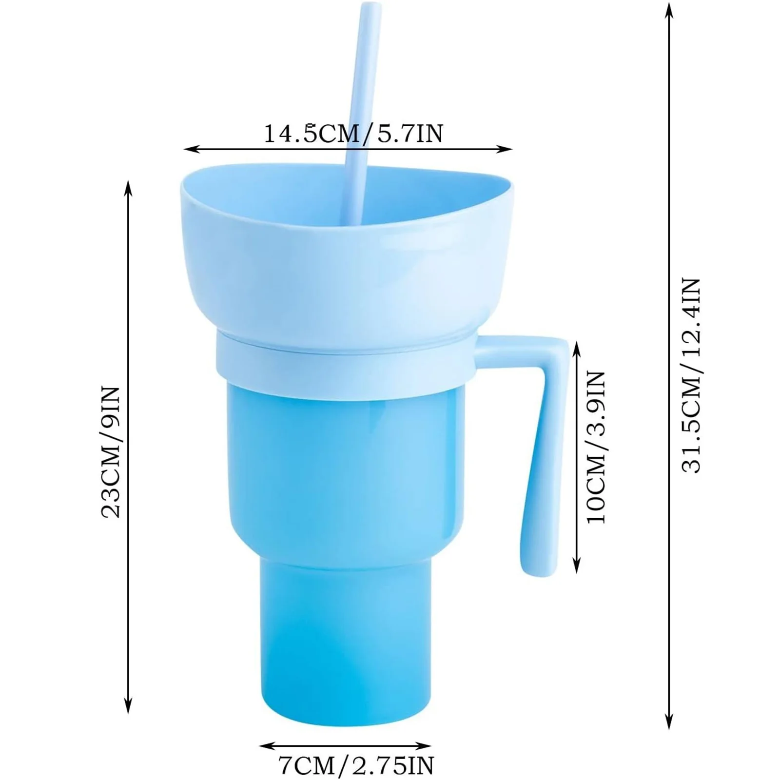 WOBBLO Snack Cup with Straw, Stadium Tumbler with Snack Bowl, 2 in 1 Combo  Cup, Leakproof