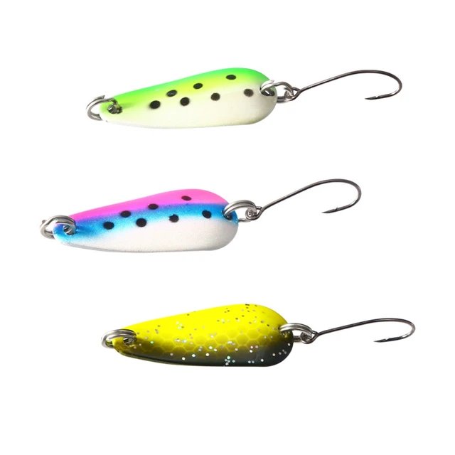 3pcs 3g Fishing Spoon Lure Spinnerbait Hard Metal Lures Spinner Baits with Single  Hook Kit for