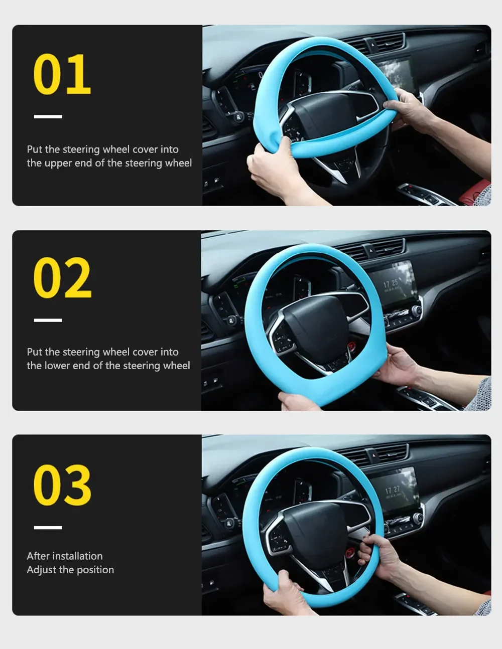 Universal Auto Silikon Lenkrad Abdeckung Elastische Nicht-Slip Abdeckung Für 36-40 cm Lenkrad Multi Farbe auto Dekor Zubehör – Detail 9