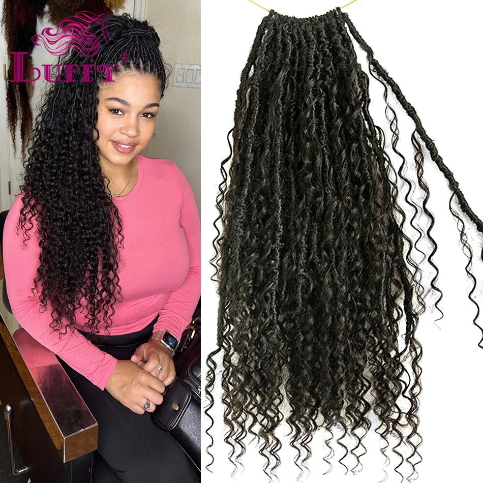 

Human Hair Crochet Boho Locs Braiding Hair With Human Hair Curls Pre Looped Synthetic Locs Curly Full Ends For Black Women