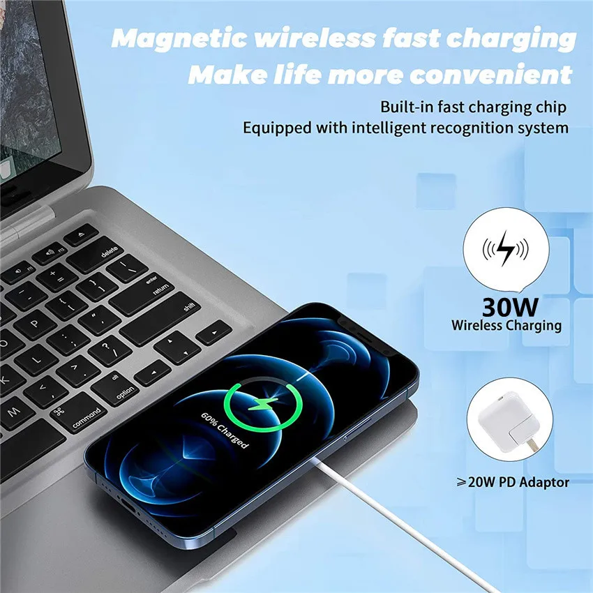 best portable phone chargers 30W Magnetic Wireless Charger Pad Holder For Apple iPhone 13 12  Pro Max Mini Macsafe Type C Qi Fast Wireless Charging Station portable battery for iphone