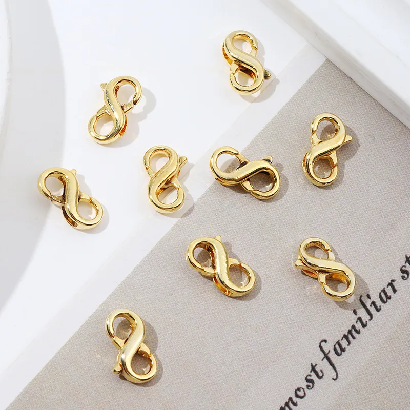 5 Stück 18 Karat vergoldetes Messing mit doppelter Öffnung, Karabinerverschluss, Verschlussverbinder für Halsketten, Armbänder, DIY-Schmuckzubehör – Detail 5